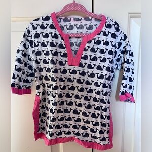 Pottery Barn Kids tunic / beach cover up with whale pattern.